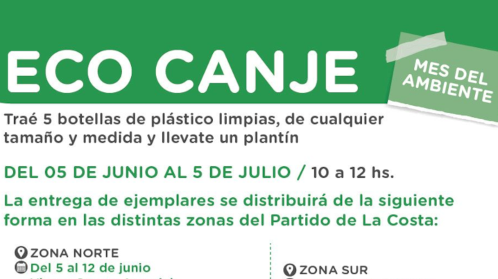 Esta semana, habrá Eco Canje de botellas de plástico por plantines en Mar de Ajó