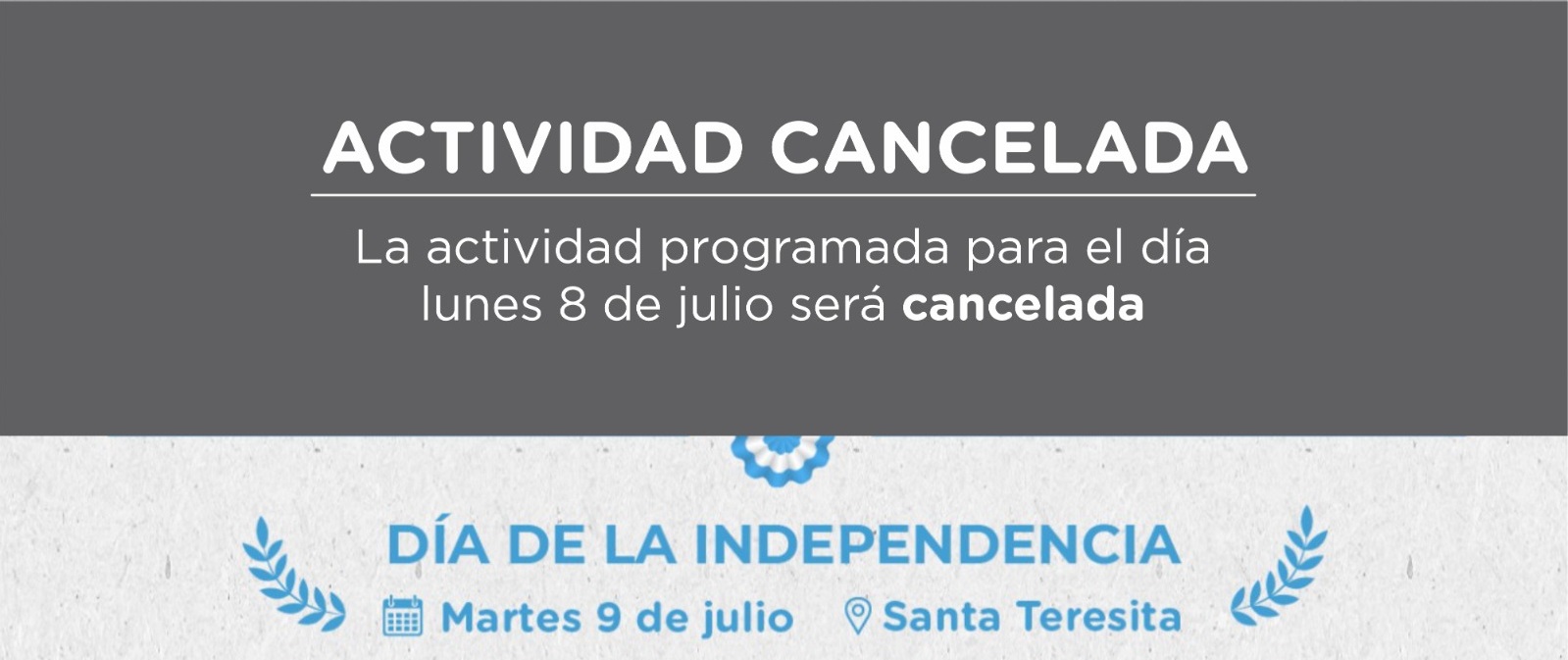 Se cancela la velada artística y cultural prevista para el lunes 8 de julio en Santa Teresita