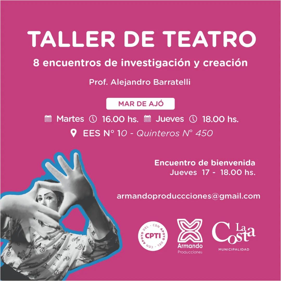 Este jueves comienza un taller de teatro en la EES N°10 de Mar de Ajó