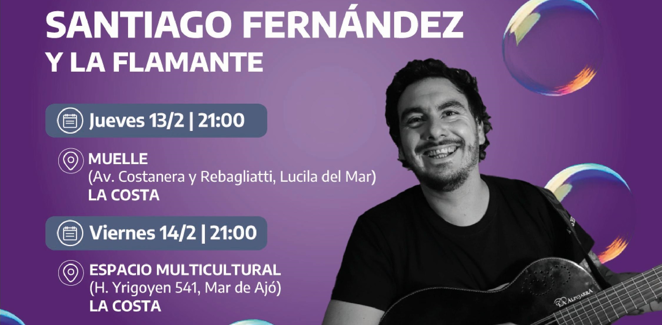 Santiago Fernández y La Flamante se presentan en La Costa