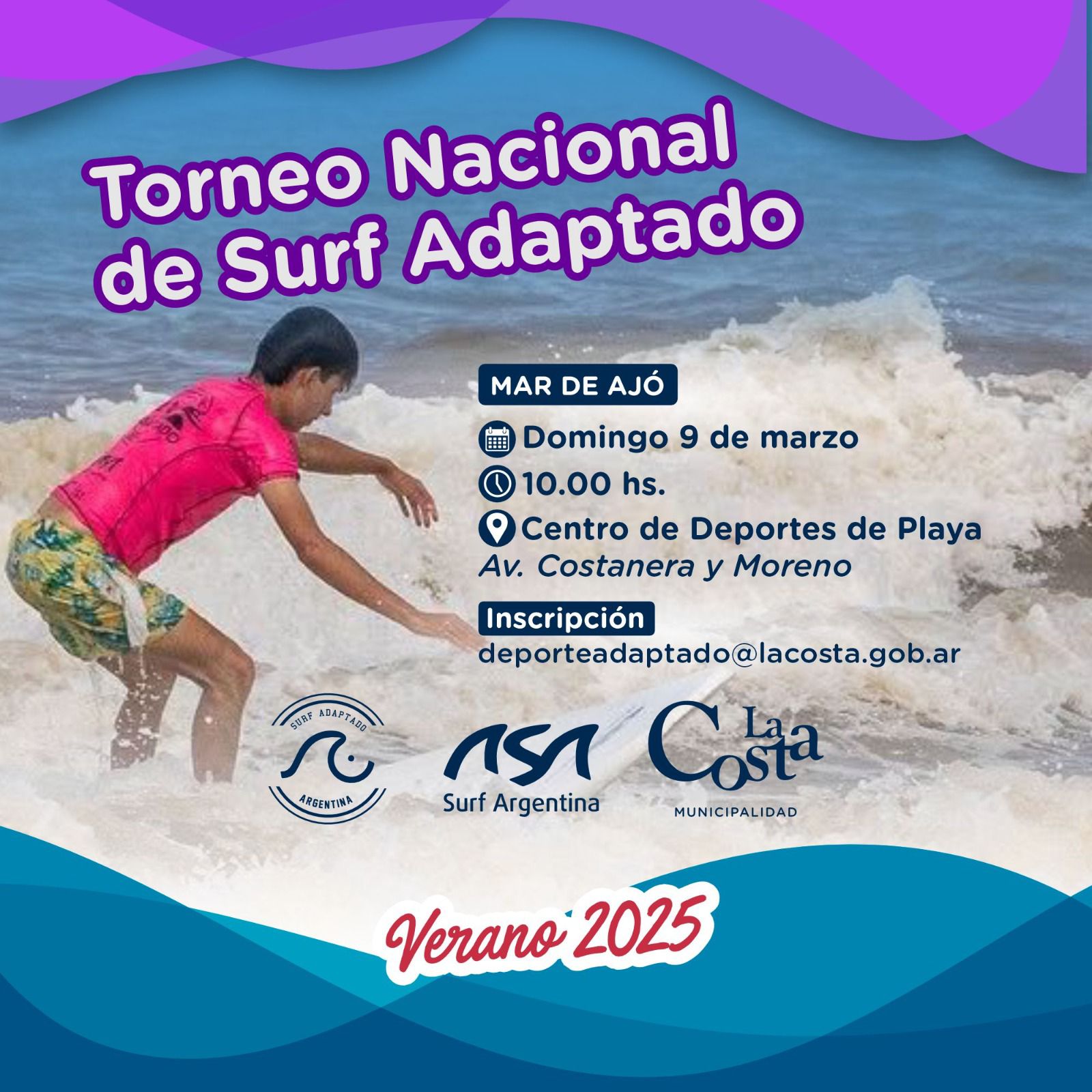 El Partido de La Costa será sede del primer torneo nacional de surf adaptado del año